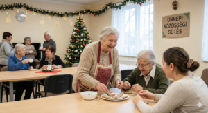 Idősek klubjában vidám közsségi sütizés