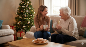 Vidám kávézás egy családtaggal