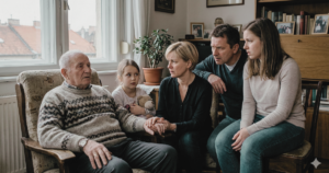 Idős ember és a családja